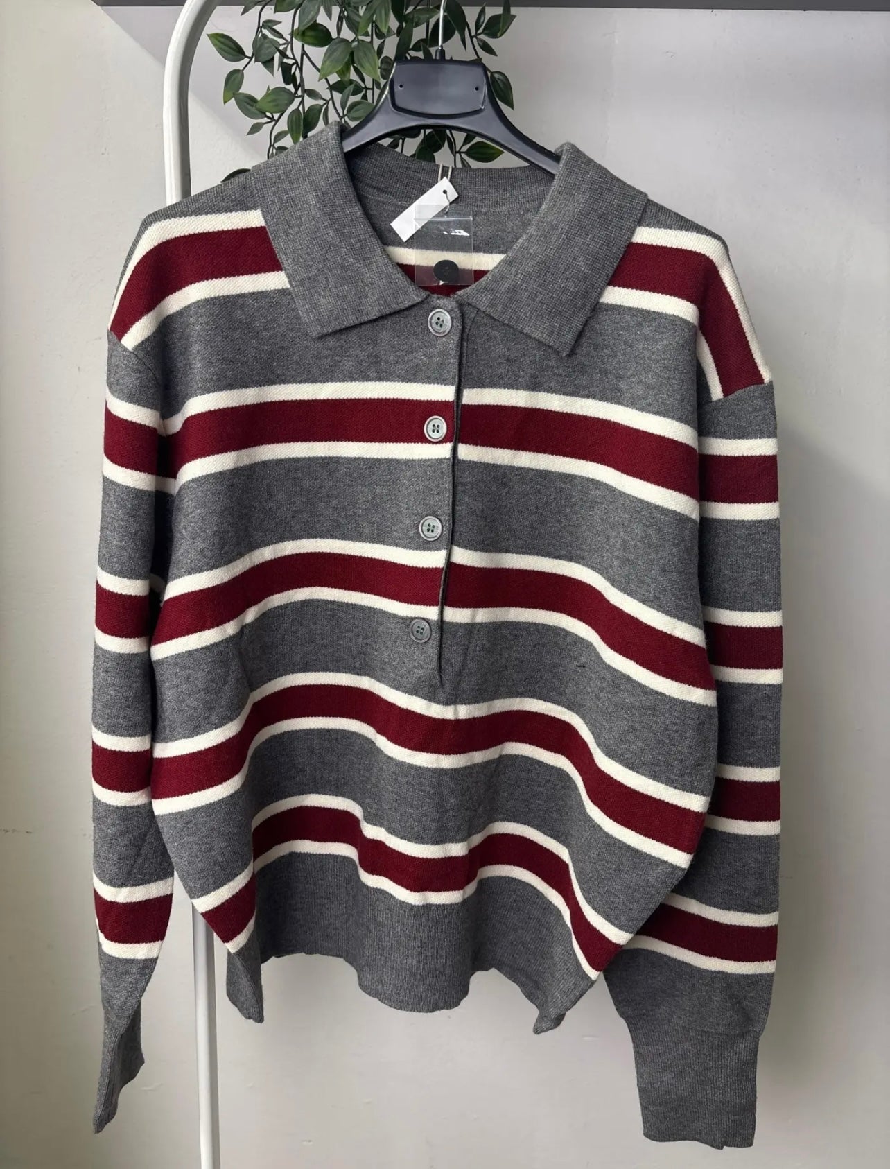 Maglia polo grigio/bordeaux