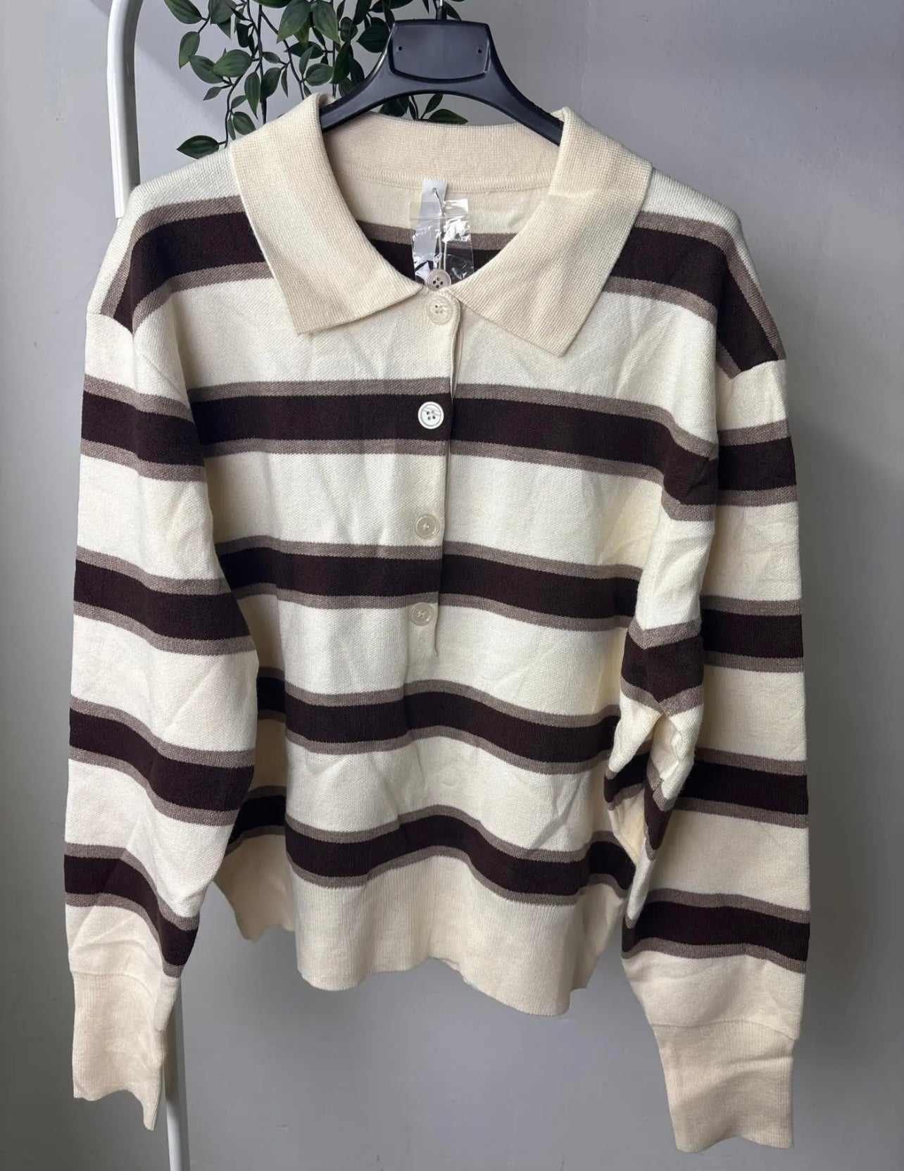 Maglia polo marrone/panna