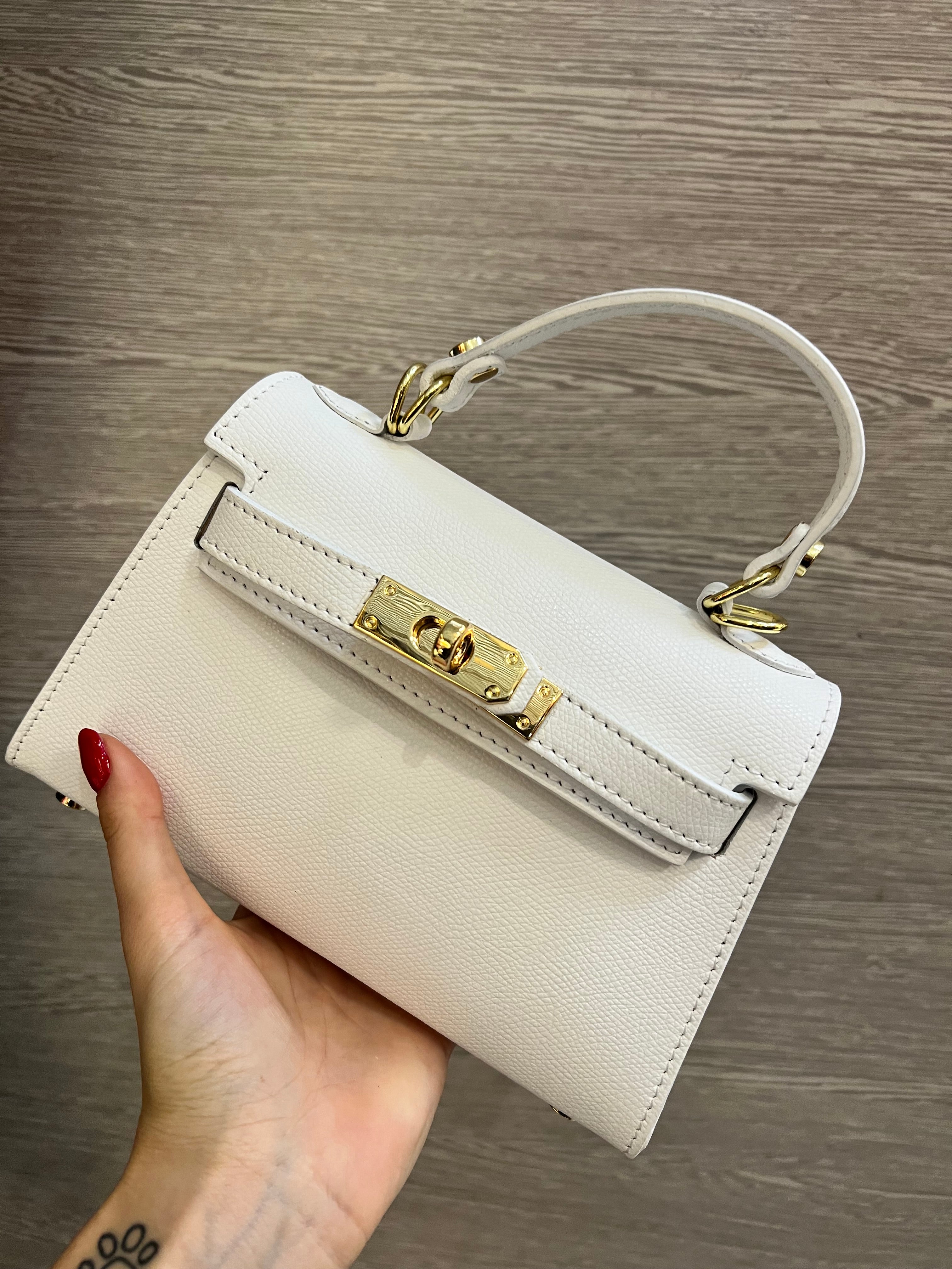 Borsa Mini kelly- bianco