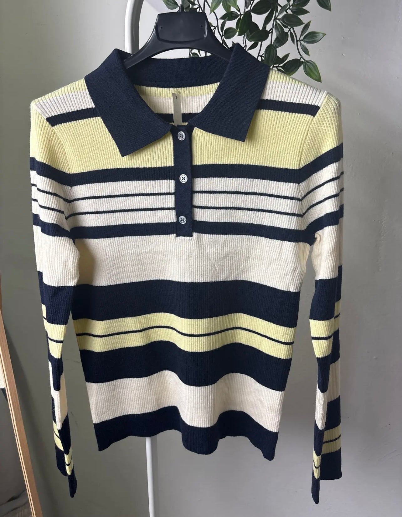 Maglia polo blu a costine