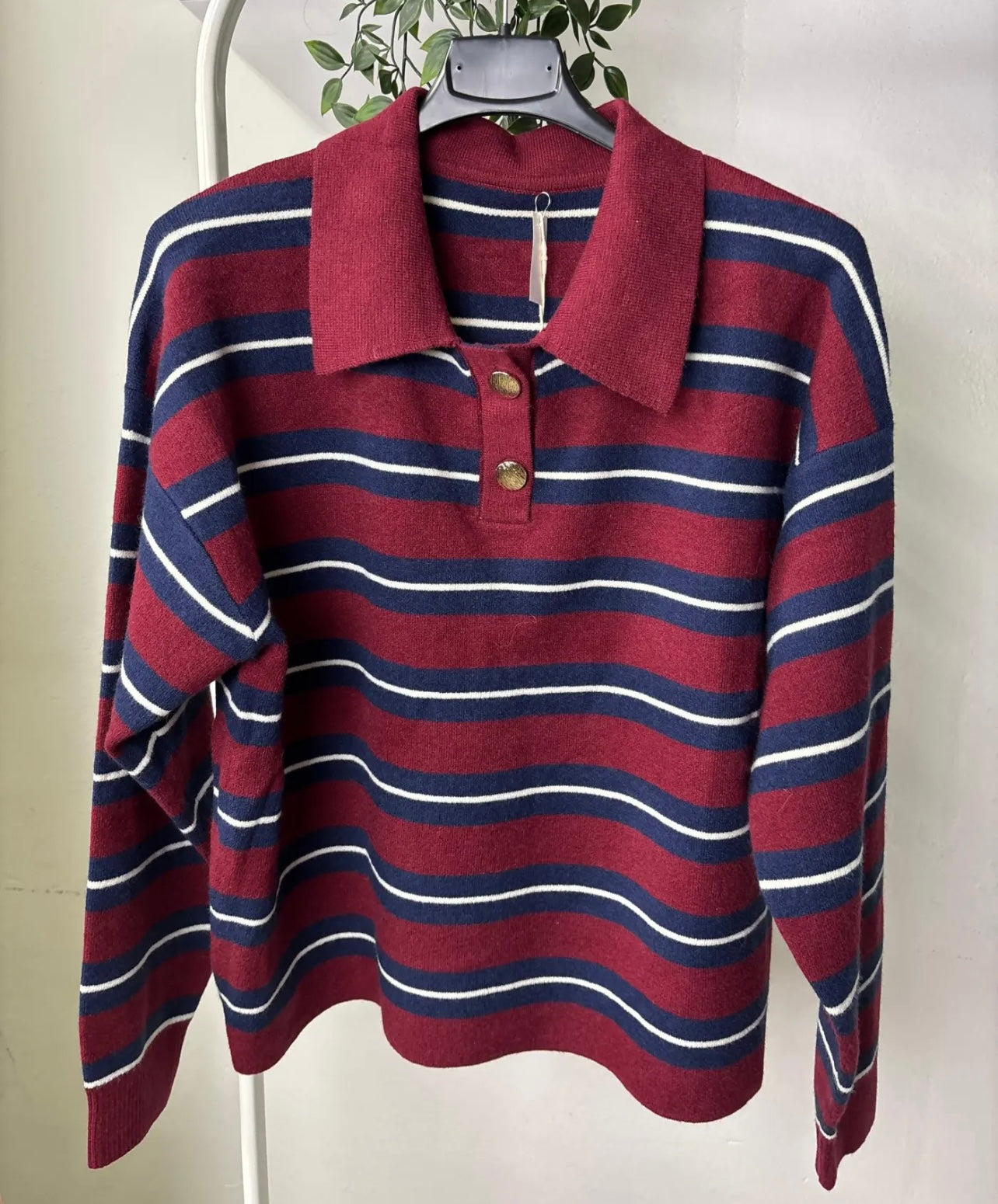 Maglia polo bordeaux/blu