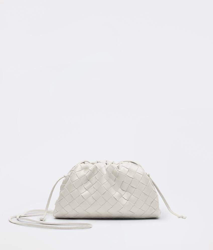 Borsa Mini pouch intrecciata - bianco