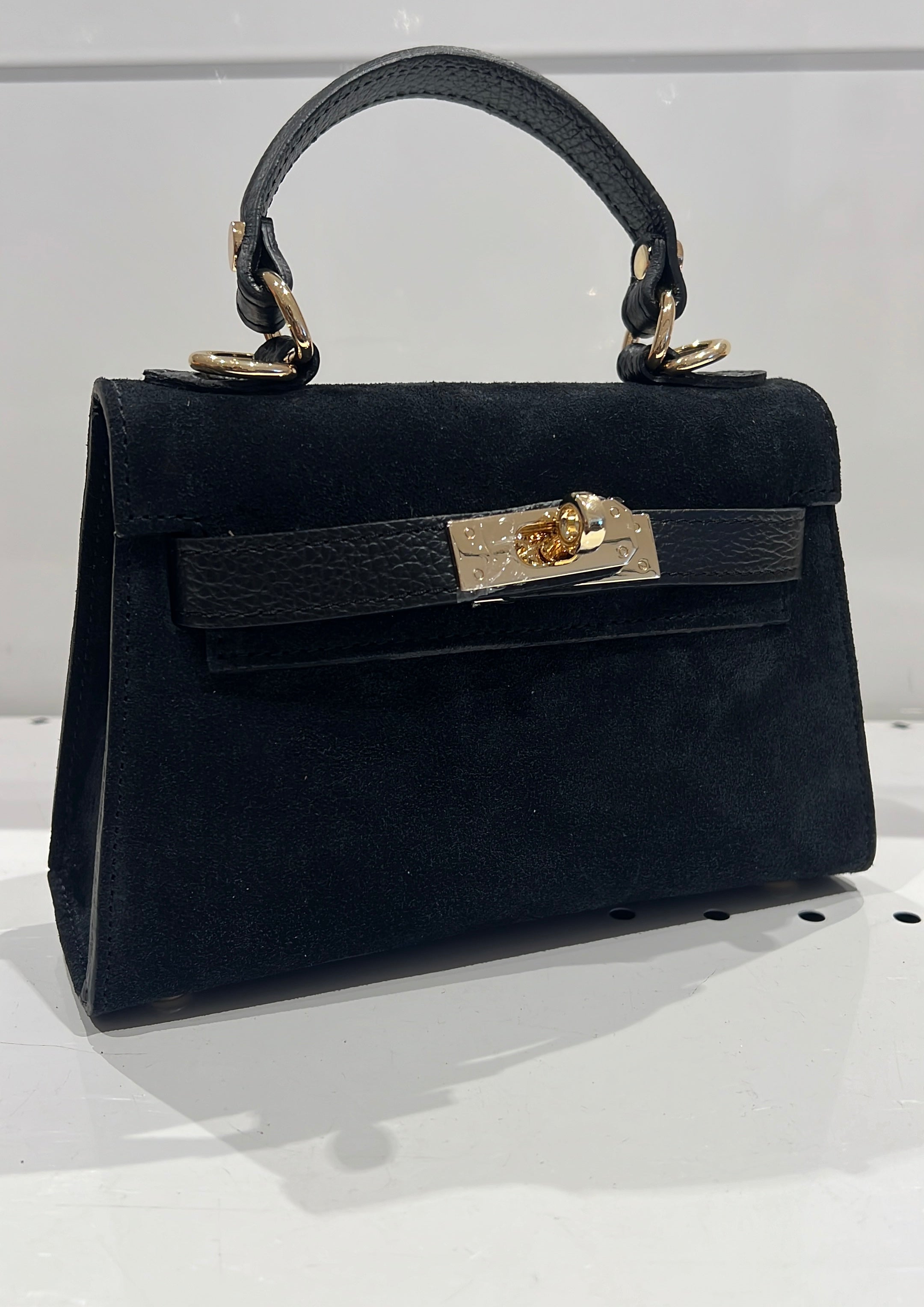 Borsa Mini kelly camoscio- nero