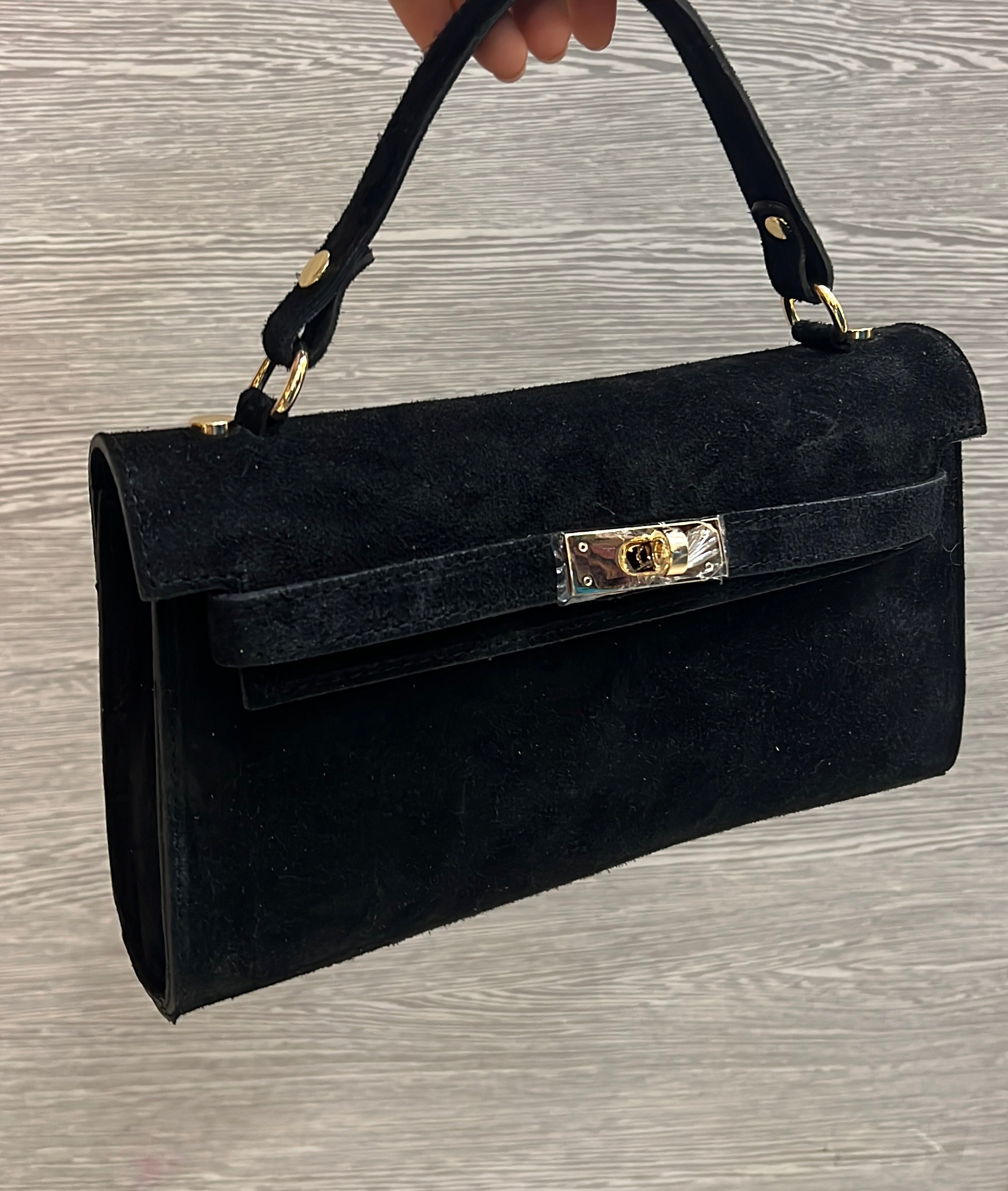 Pochette kelly suede - black