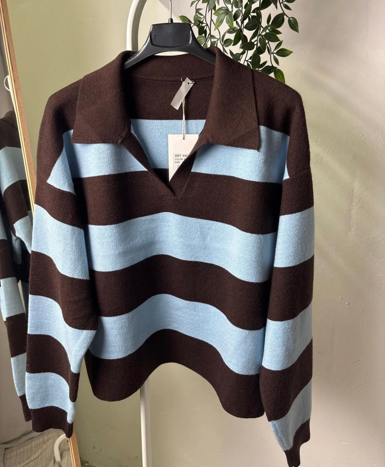 Maglia polo celeste/brown