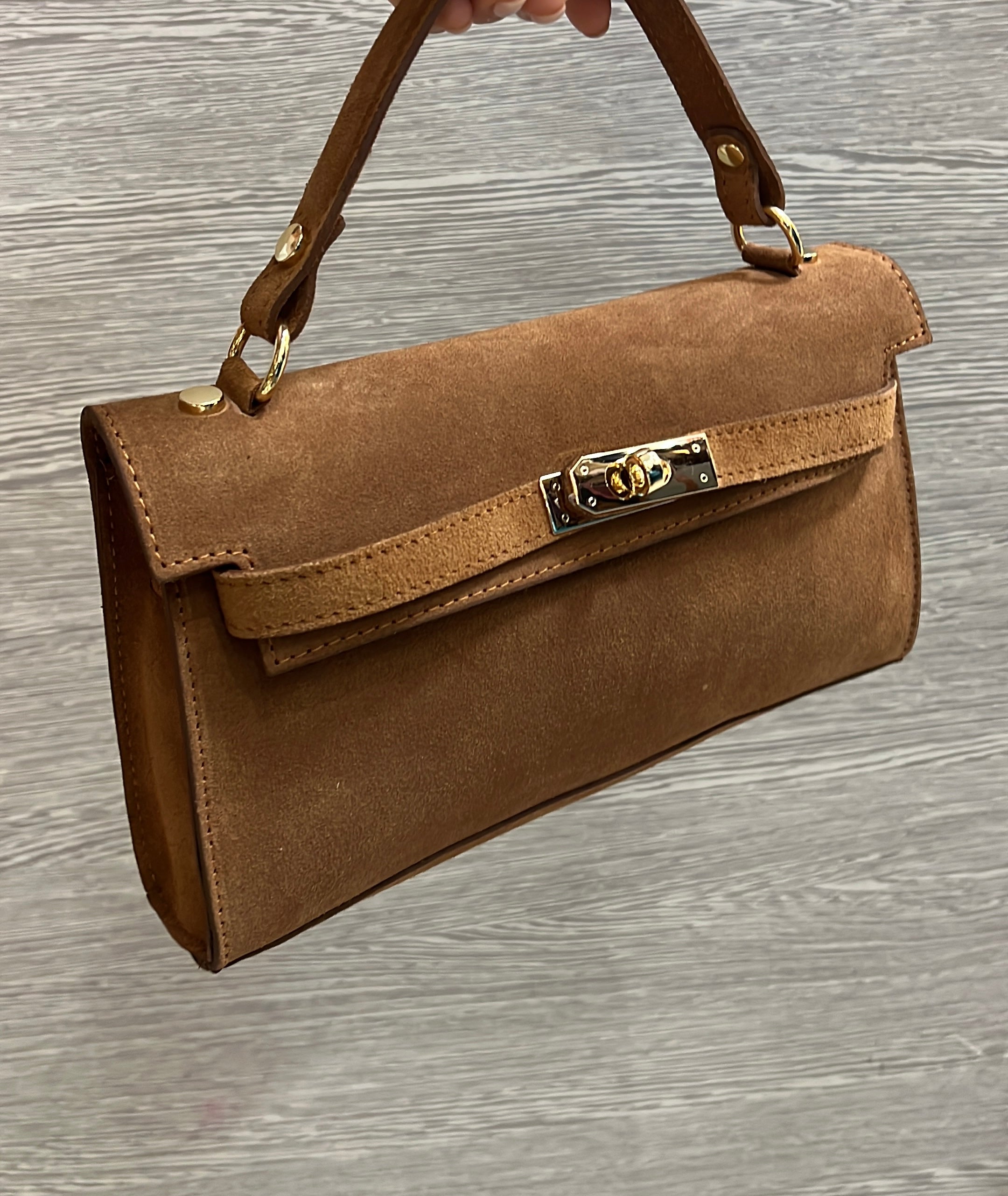 Pochette kelly suede - senape
