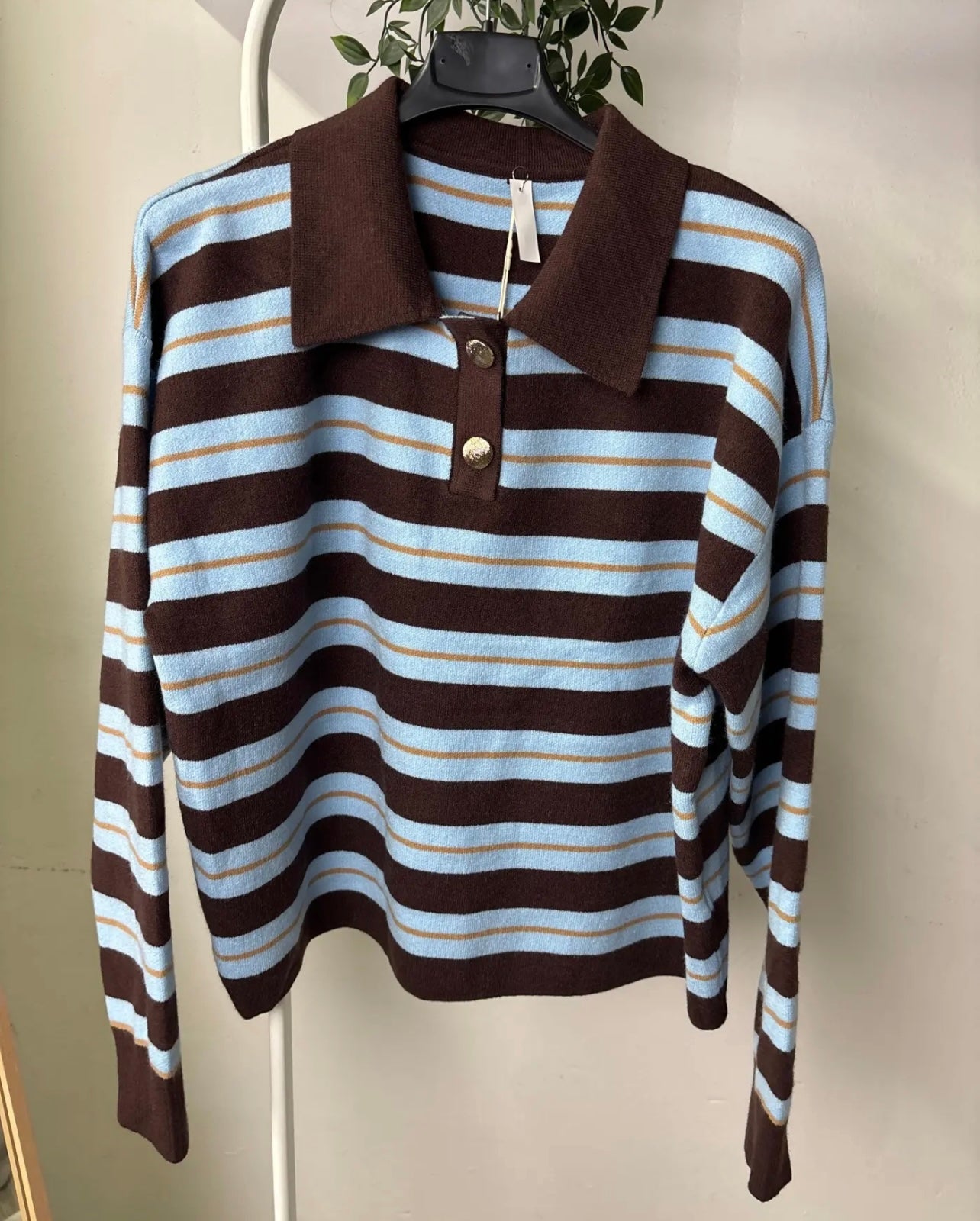 Maglia polo azzurro/caffè