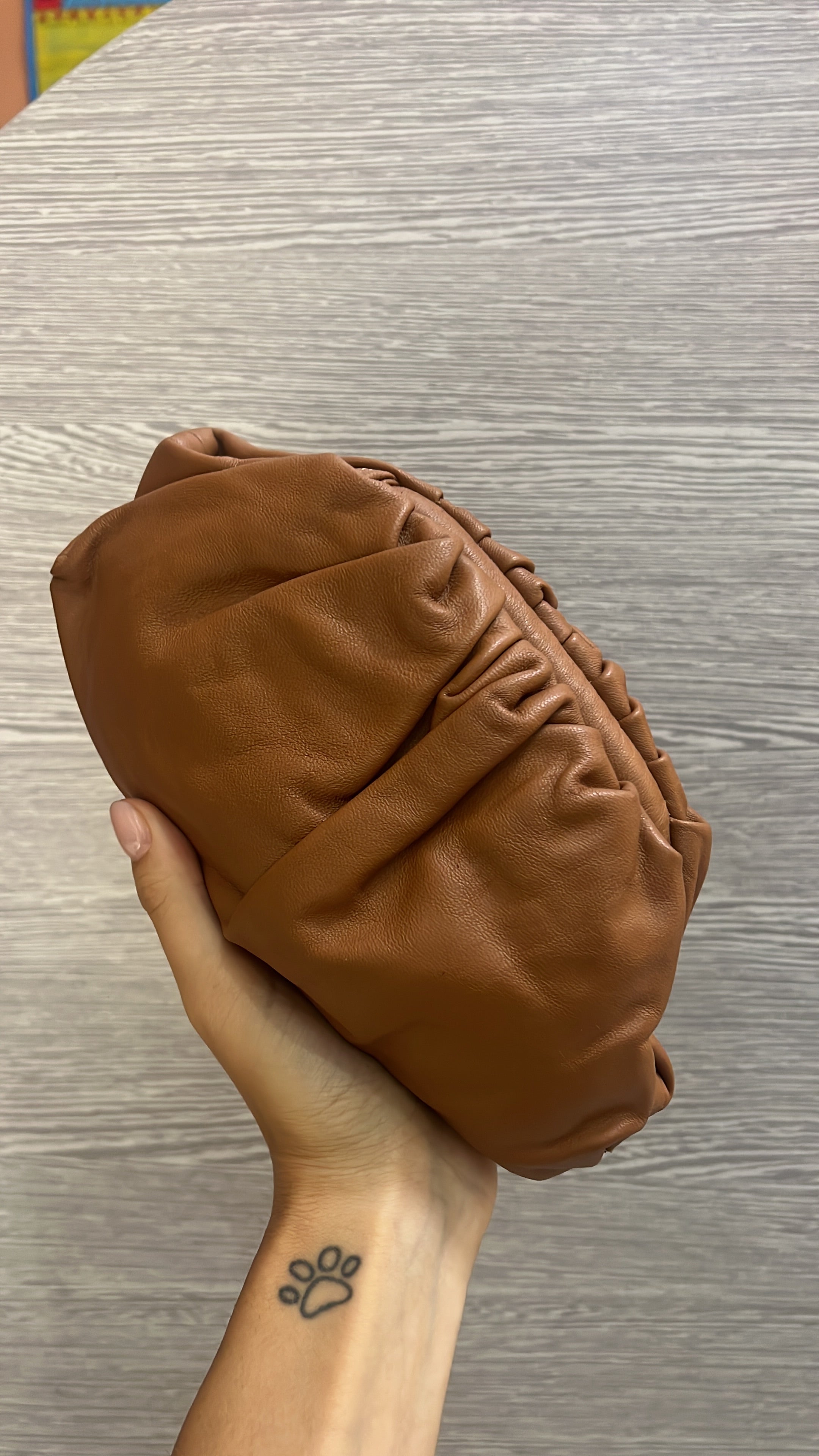 Borsa Mini Pouch liscia - cuoio