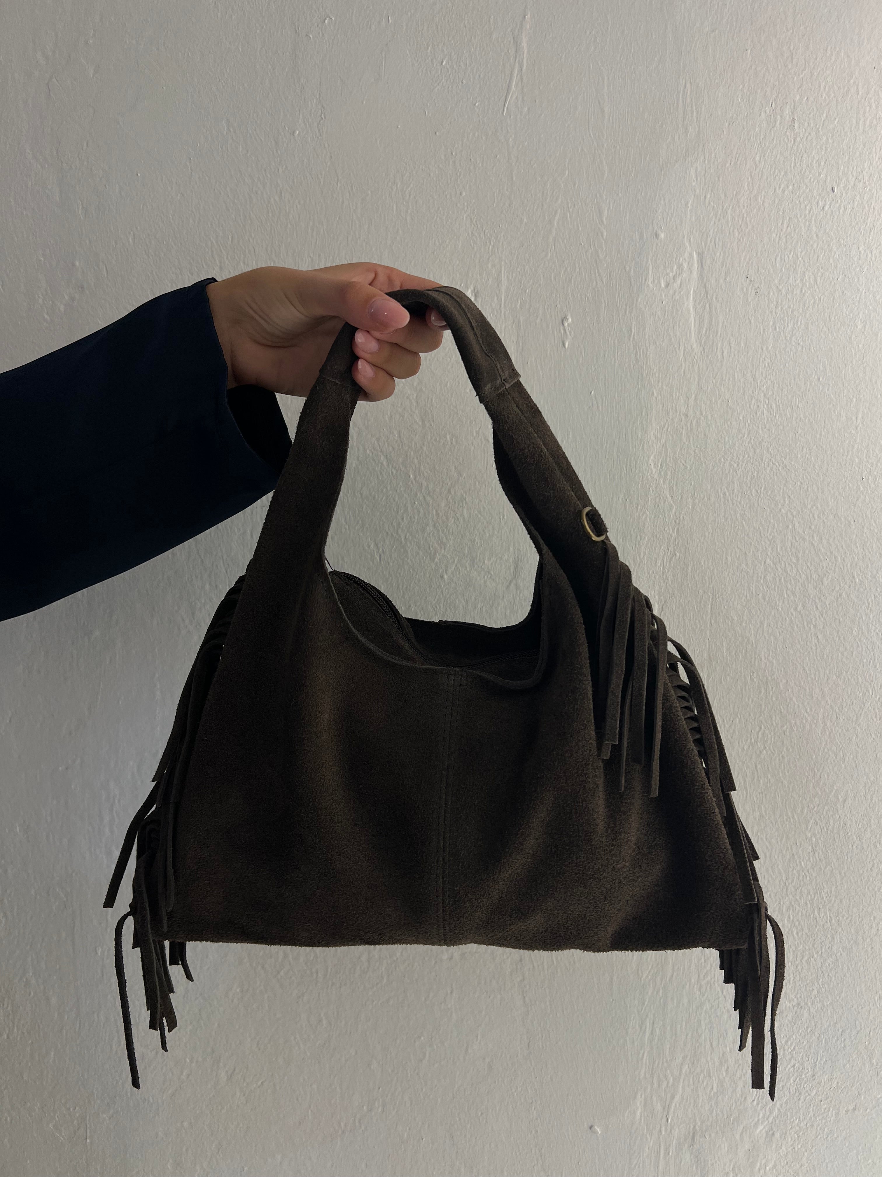 Bag moon mini suede choco