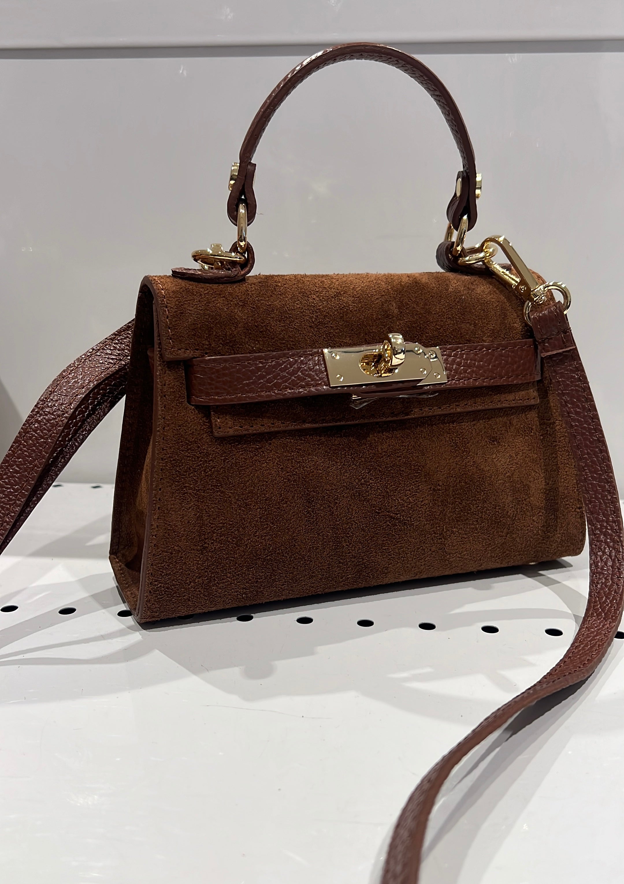 Borsa Mini kelly camoscio- cammello