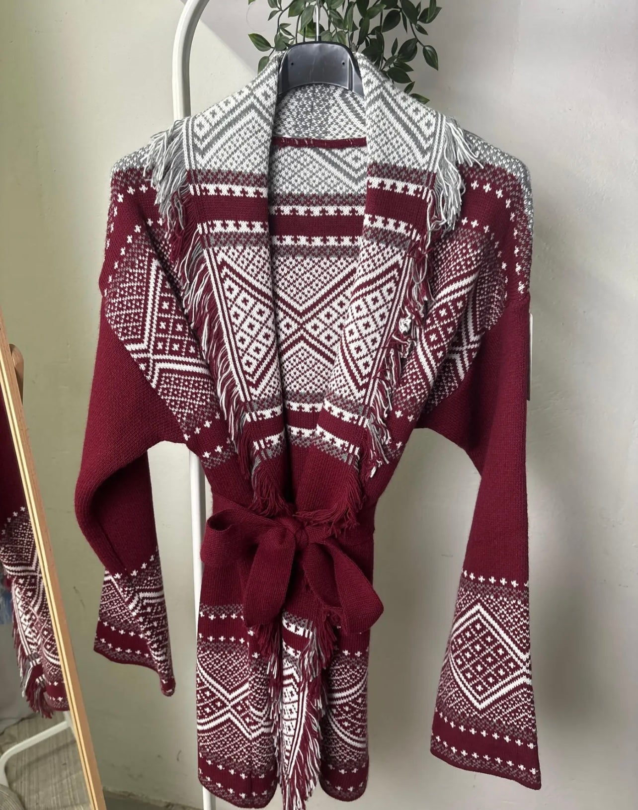 Cardigan kendall - bordeaux/bianco