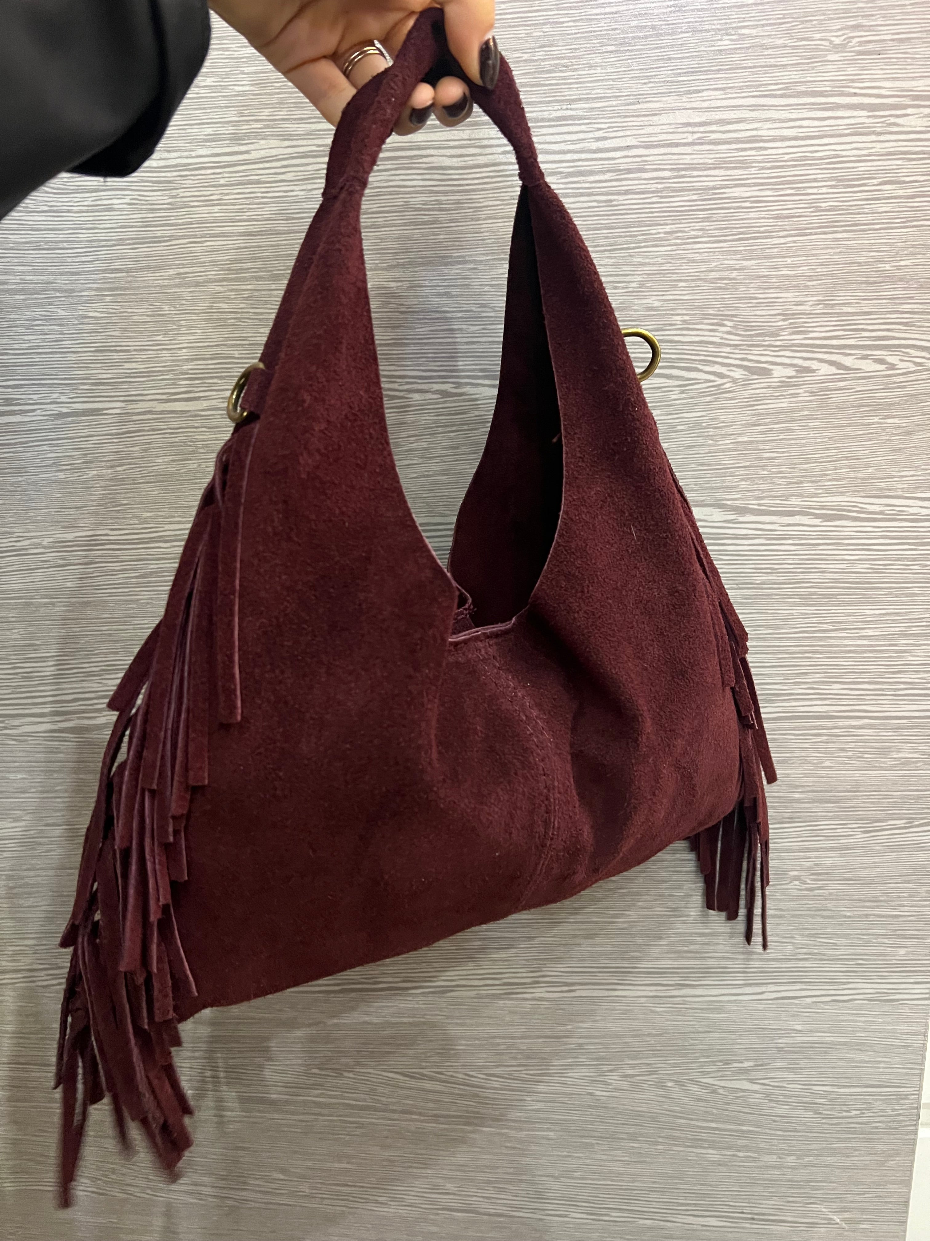 Bag moon mini suede bordeaux