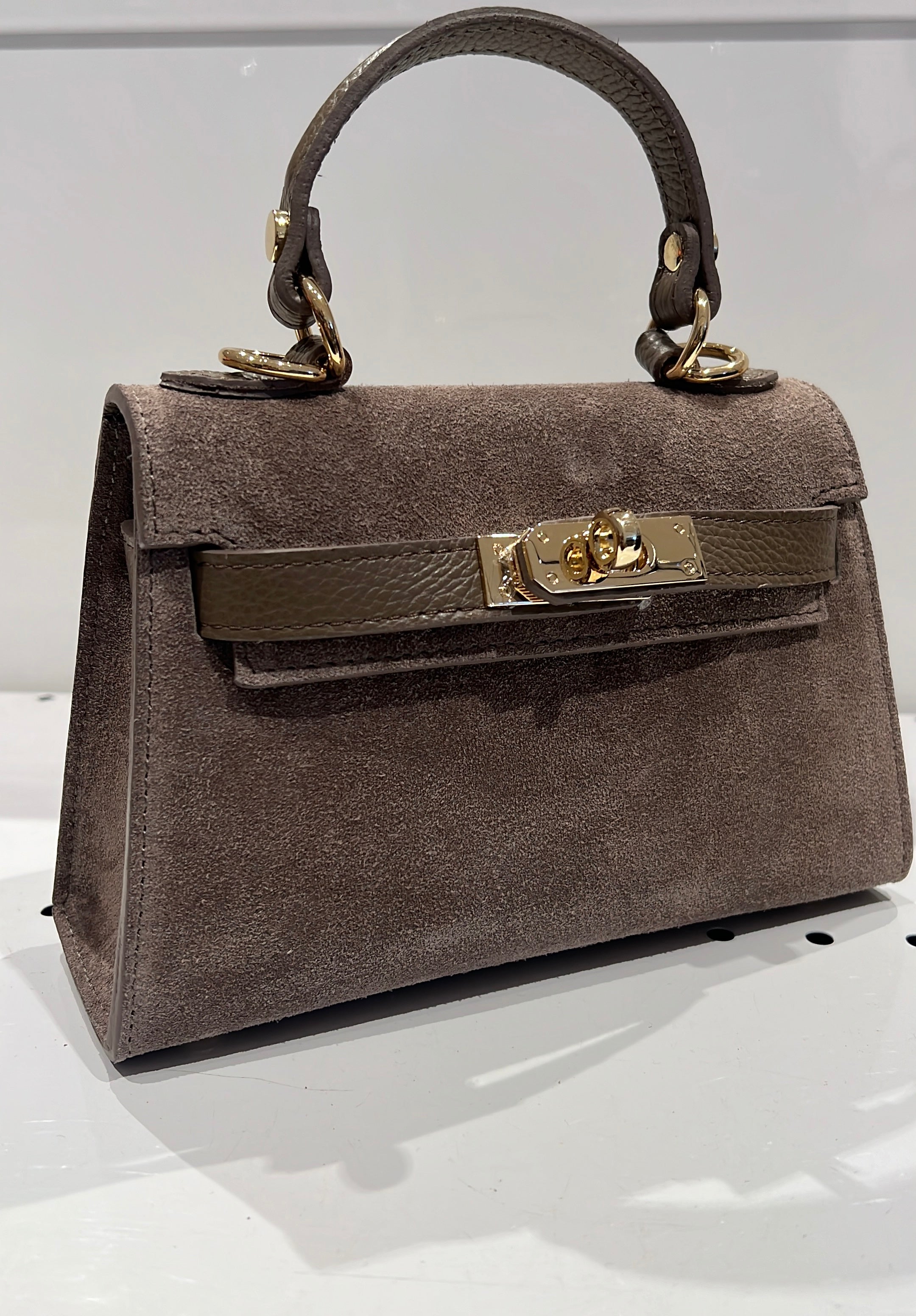 Borsa Mini kelly camoscio- Toupe