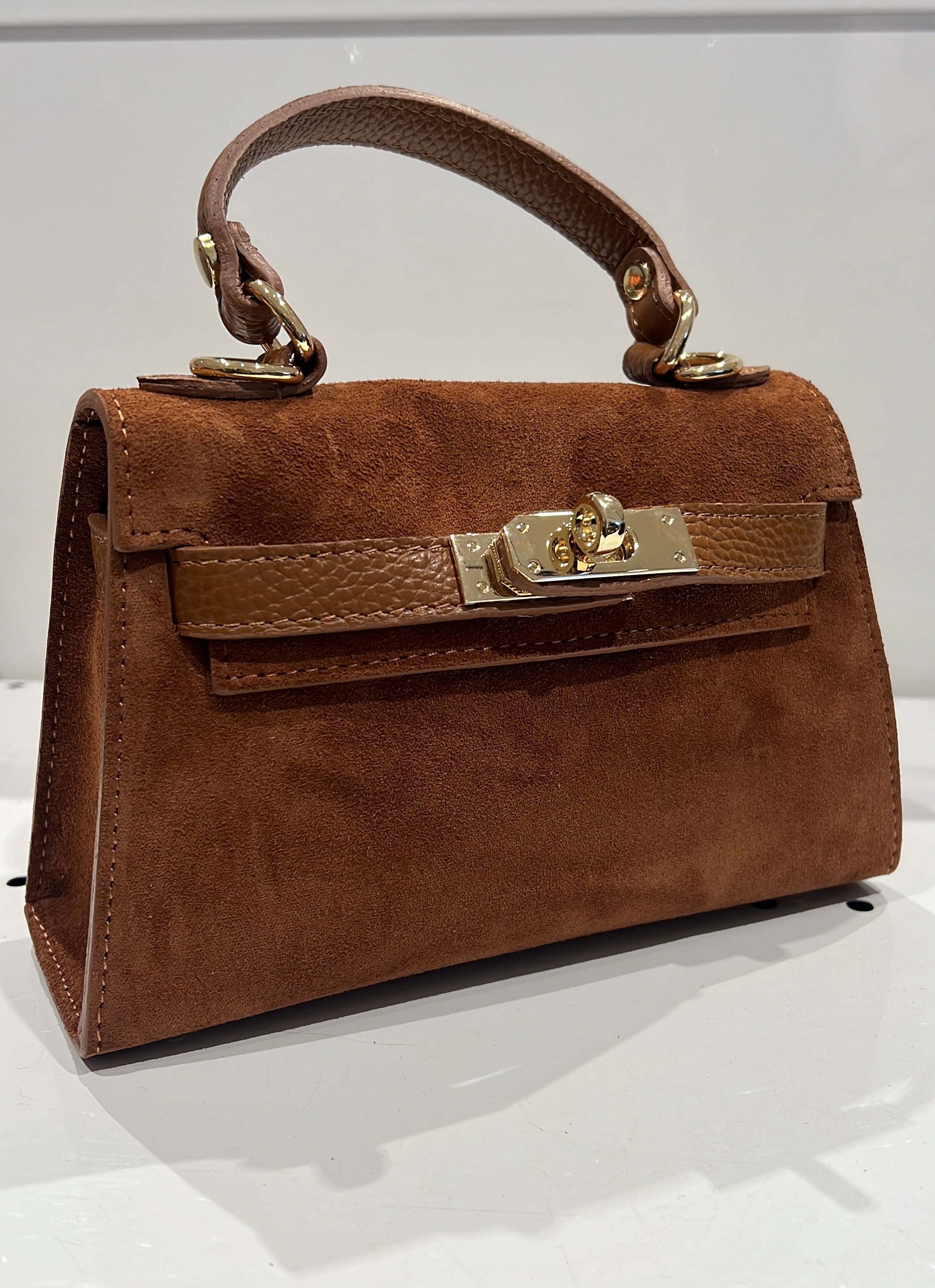 Borsa Mini kelly camoscio- cammello