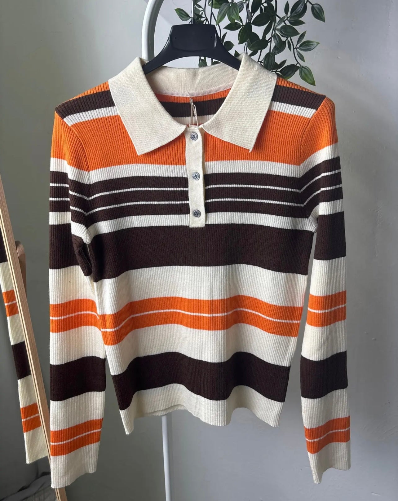 Maglia polo arancio a costine