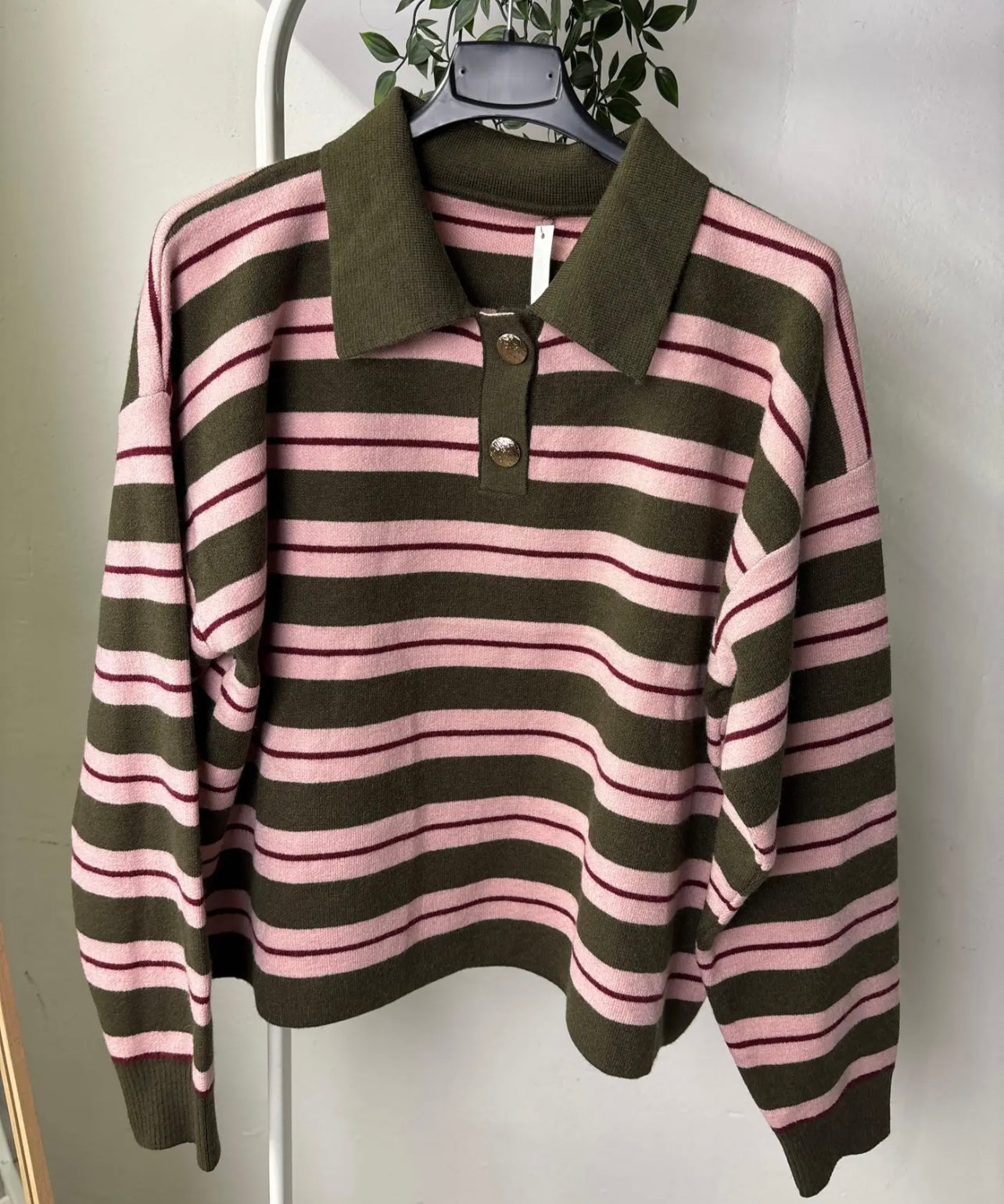 Maglia polo verde/rosa