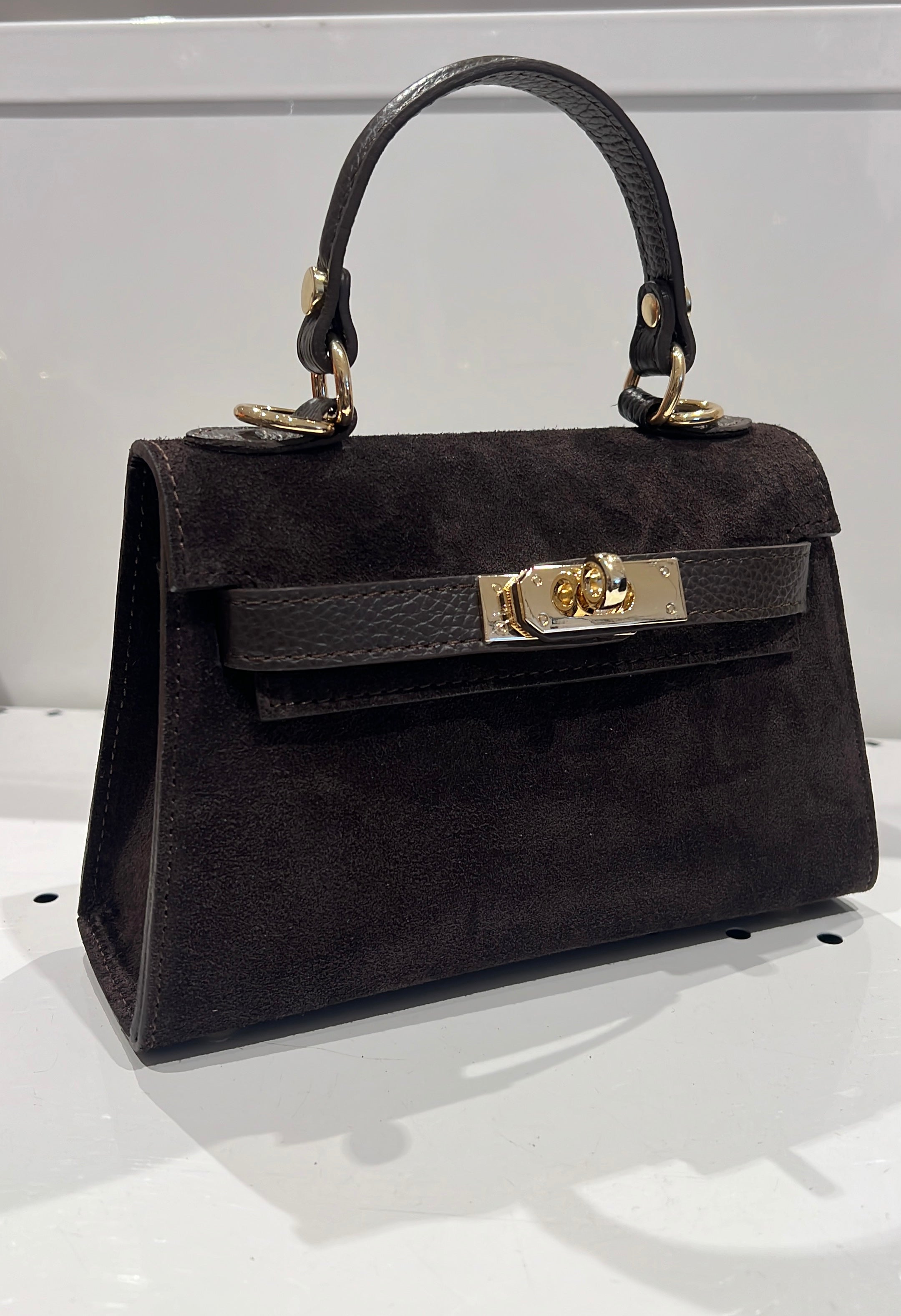 Borsa Mini kelly camoscio- Brown