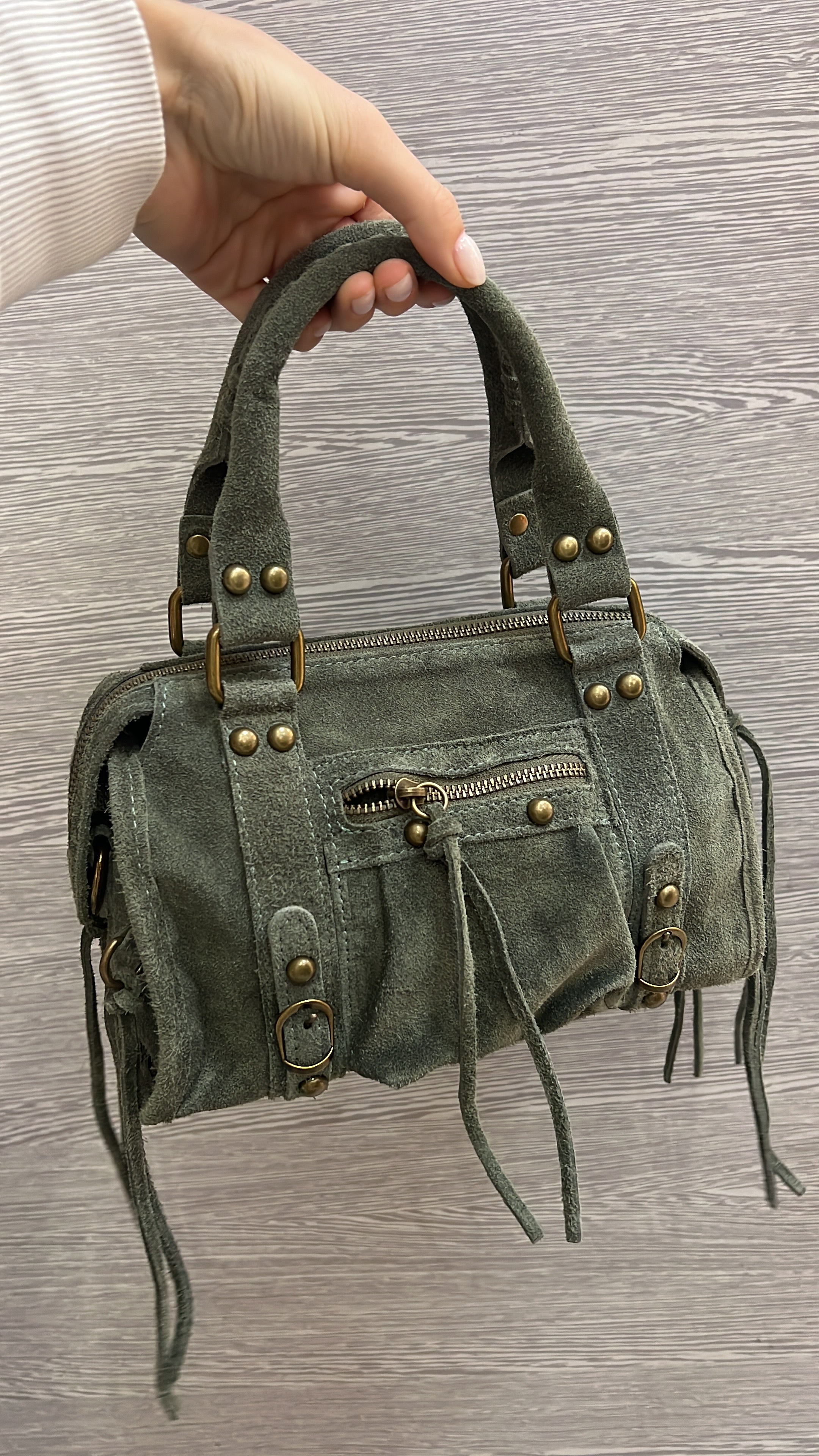 Borsa- city oliva camoscio