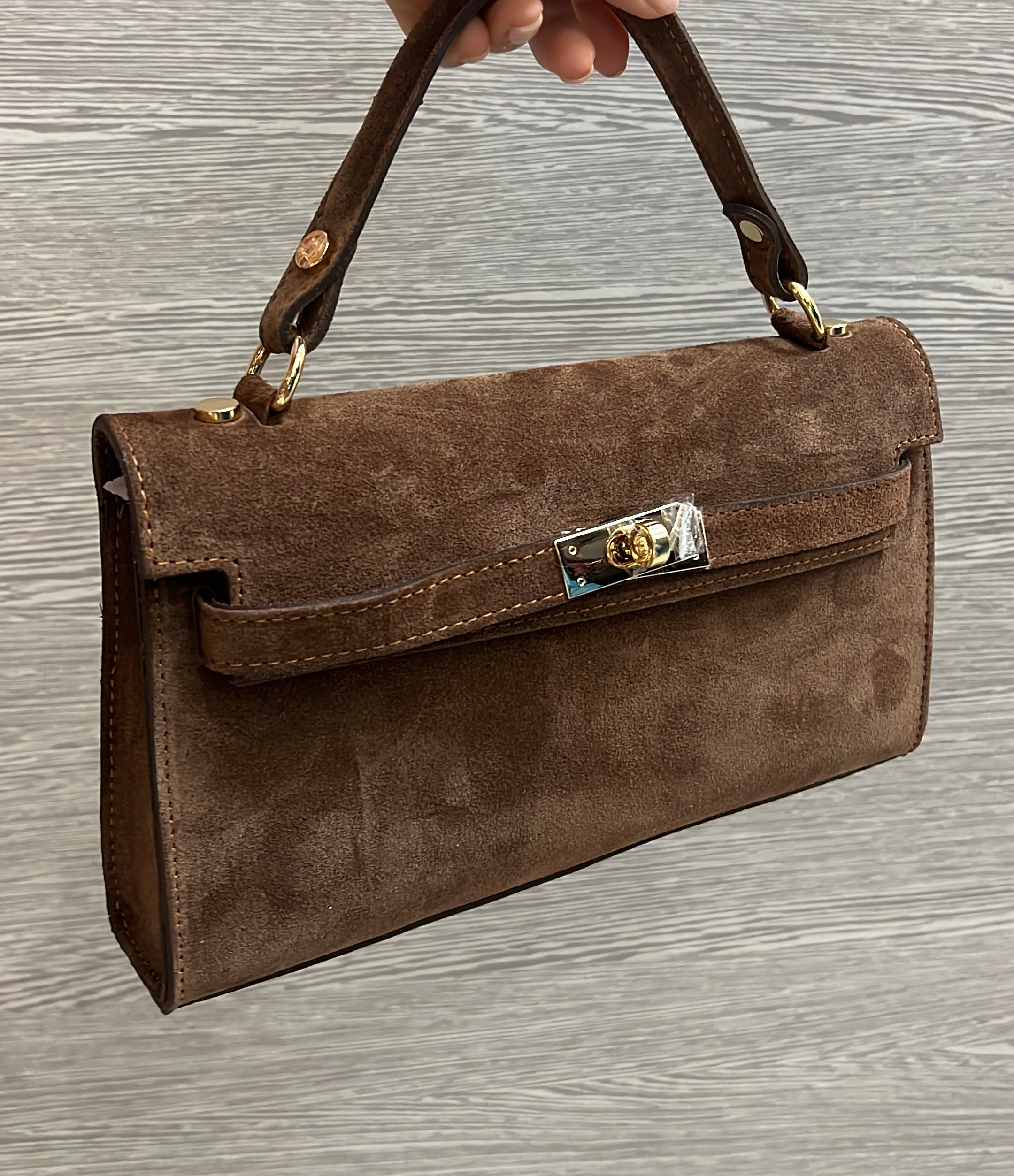 Pochette kelly suede - caffè