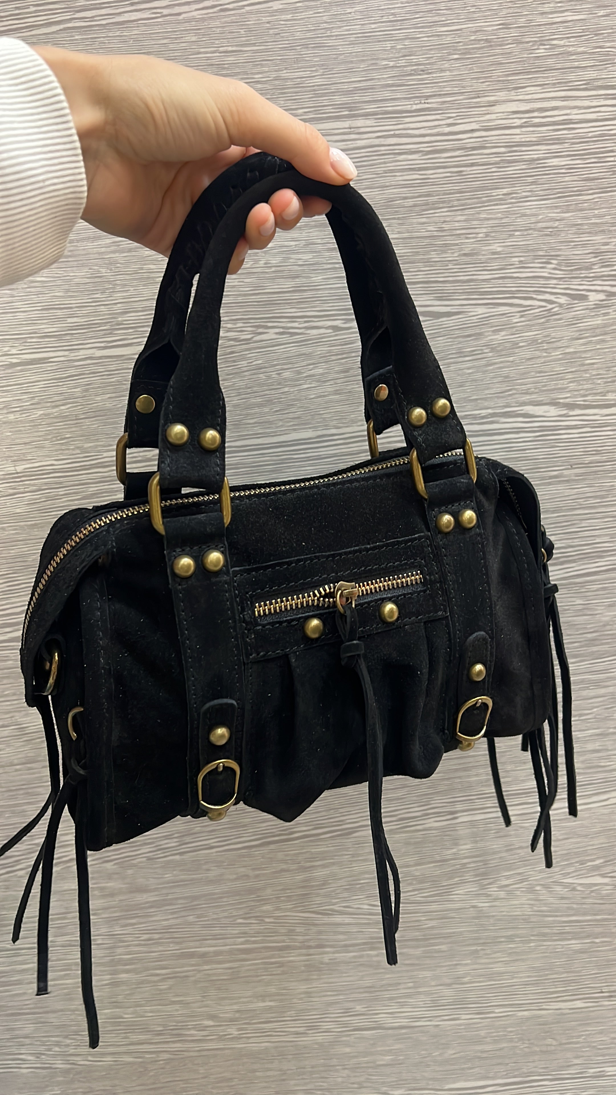 Borsa- city black camoscio