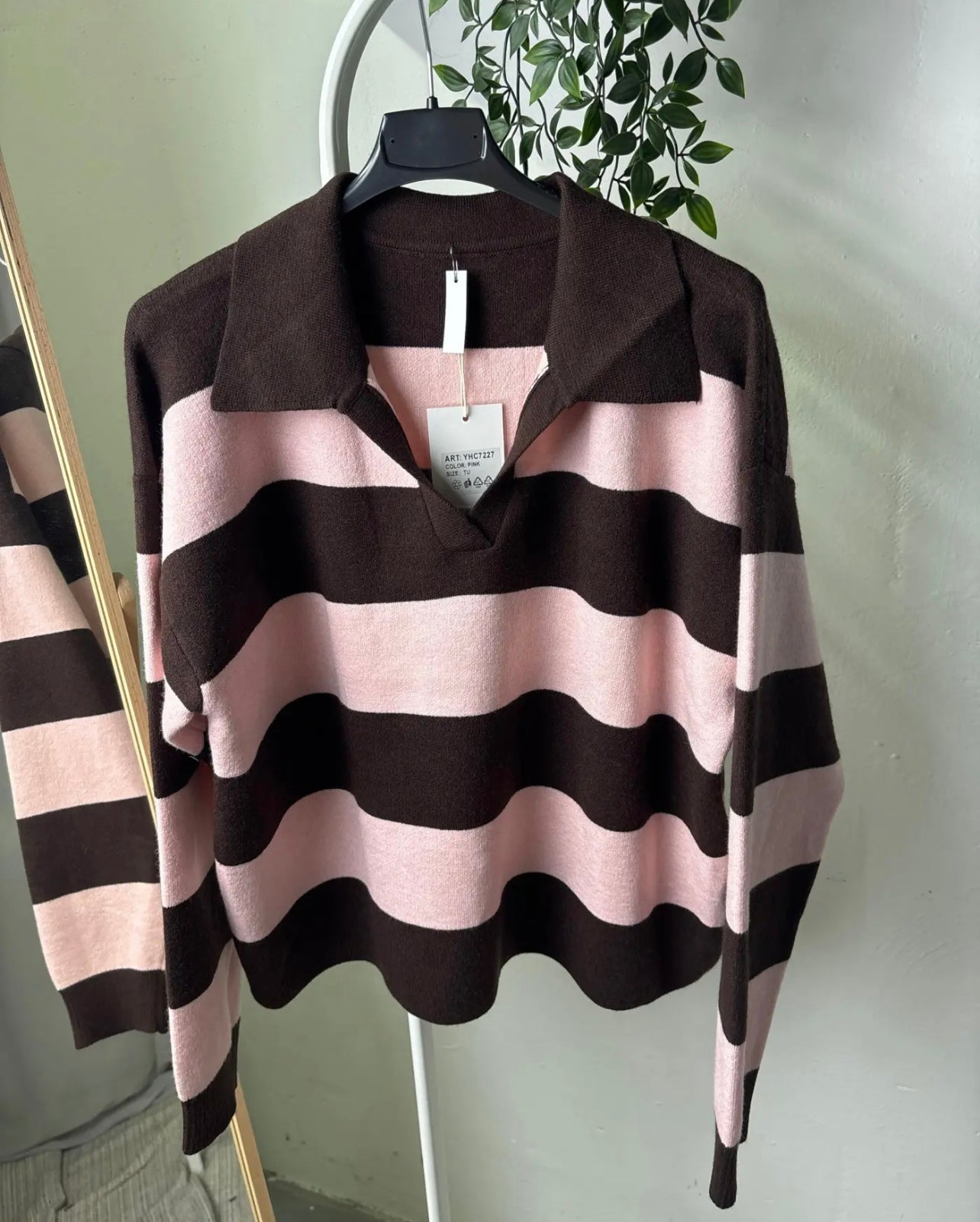 Maglia polo rosa/caffè